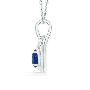 7mm AAA Round Sapphire Infinity Love Knot Pendant in White Gold Product Image