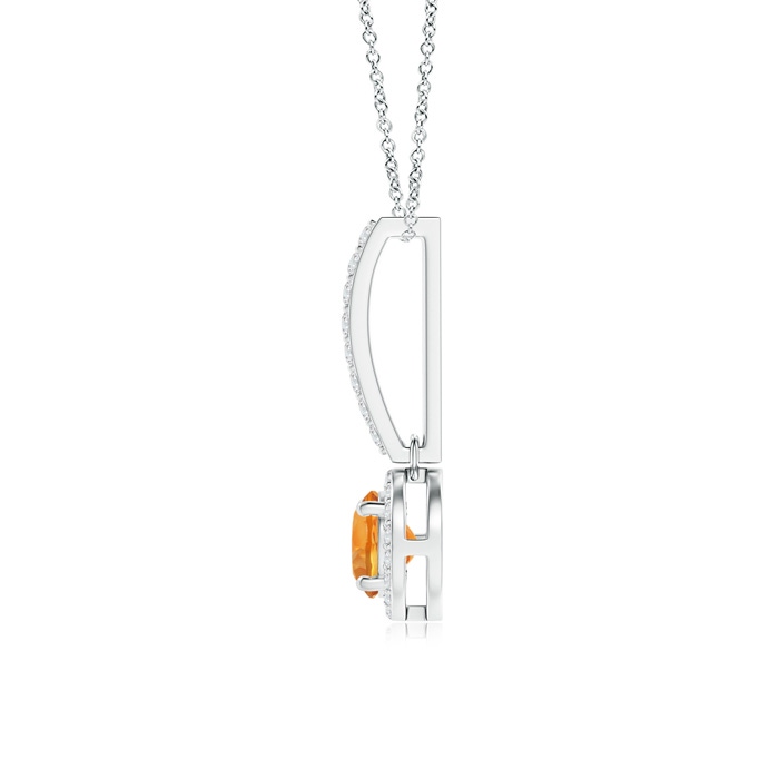 5mm AAA Dangling Round Citrine and Diamond Halo Pendant in White Gold Product Image