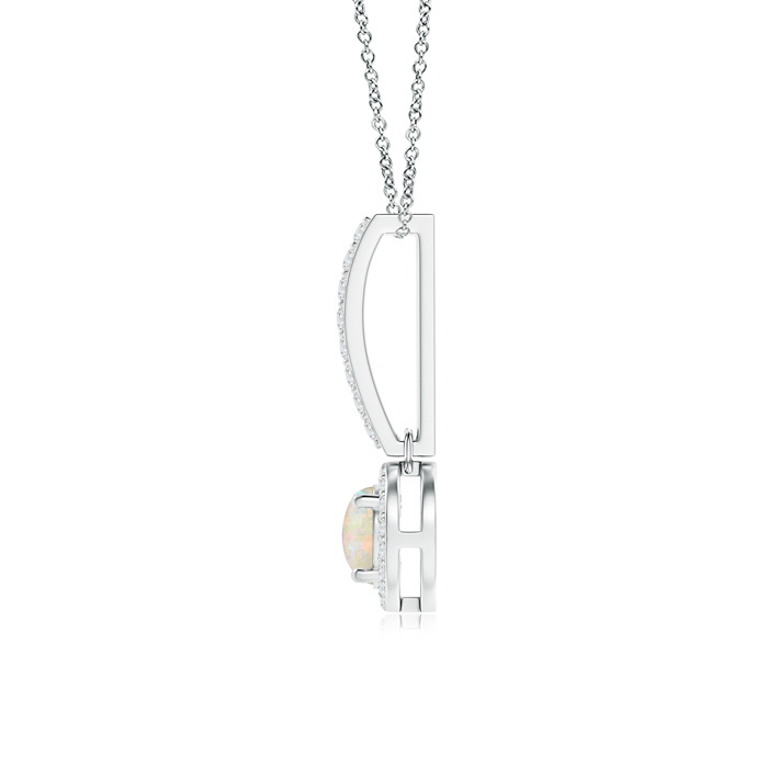 5mm AAAA Dangling Round Opal and Diamond Halo Pendant in P950 Platinum product image