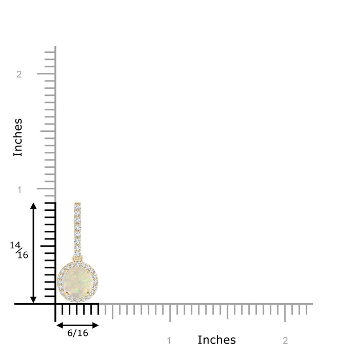 6mm AAA Dangling Round Opal and Diamond Halo Pendant in Yellow Gold product image