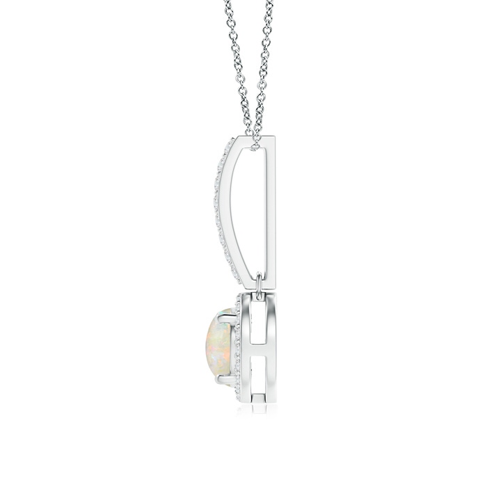 6mm AAAA Dangling Round Opal and Diamond Halo Pendant in P950 Platinum product image