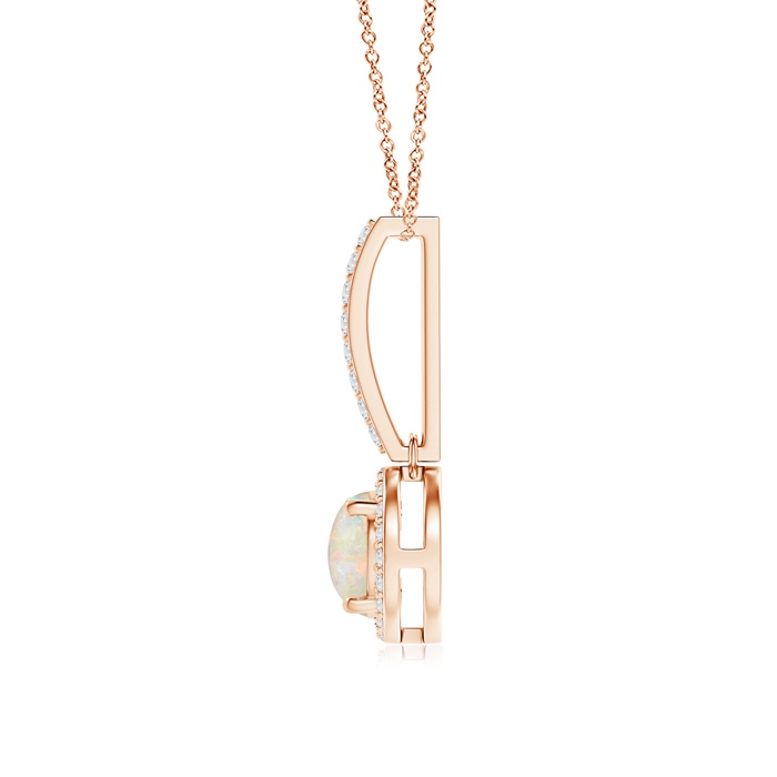 6mm AAAA Dangling Round Opal and Diamond Halo Pendant in Rose Gold product image