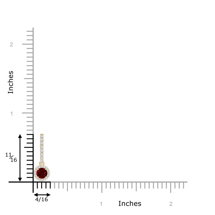 4mm Lab-Grown Dangling Round Ruby and Diamond Halo Pendant in Yellow Gold product image