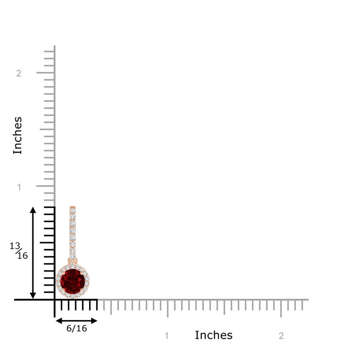 5mm Lab-Grown Dangling Round Ruby and Diamond Halo Pendant in Rose Gold product image