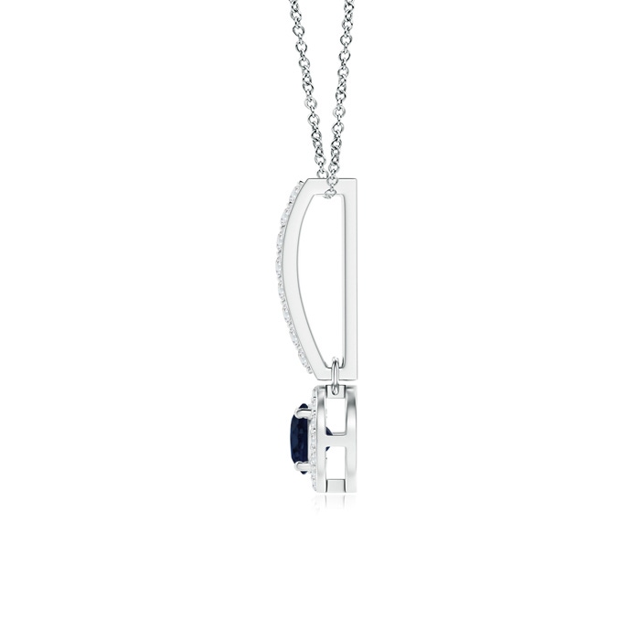 4mm A Dangling Round Sapphire and Diamond Halo Pendant in P950 Platinum product image