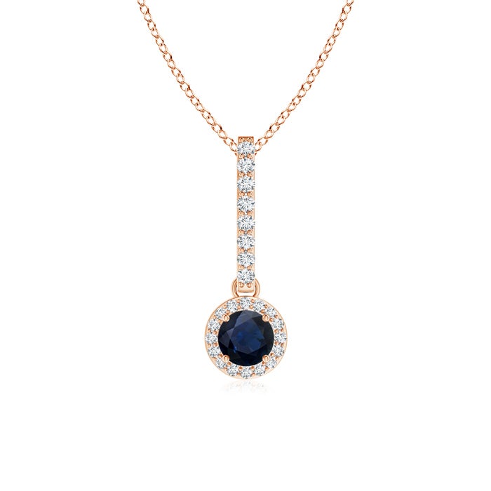 Dangling Round Sapphire and Diamond Halo Pendant
