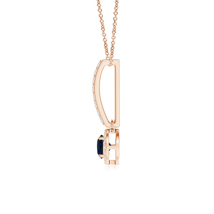 Dangling Round Sapphire and Diamond Halo Pendant