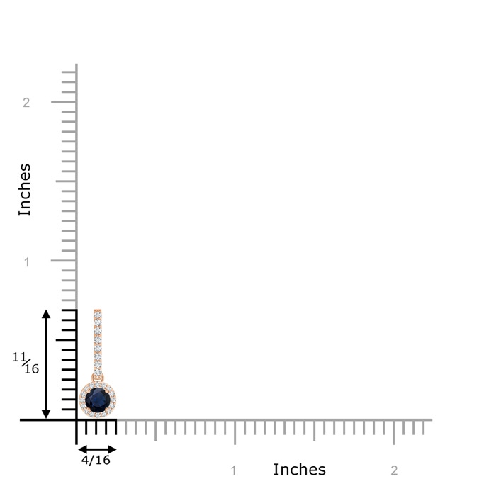 4mm A Dangling Round Sapphire and Diamond Halo Pendant in Rose Gold product image