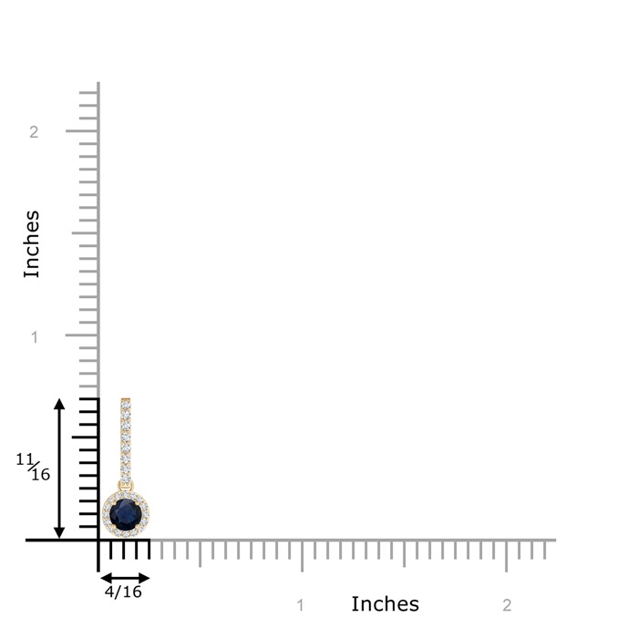 4mm A Dangling Round Sapphire and Diamond Halo Pendant in Yellow Gold product image
