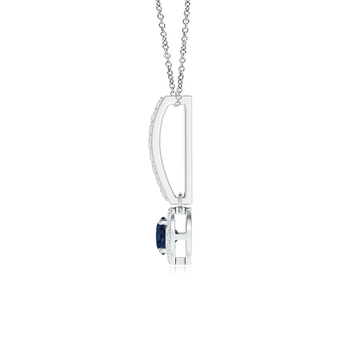4mm AA Dangling Round Sapphire and Diamond Halo Pendant in P950 Platinum product image