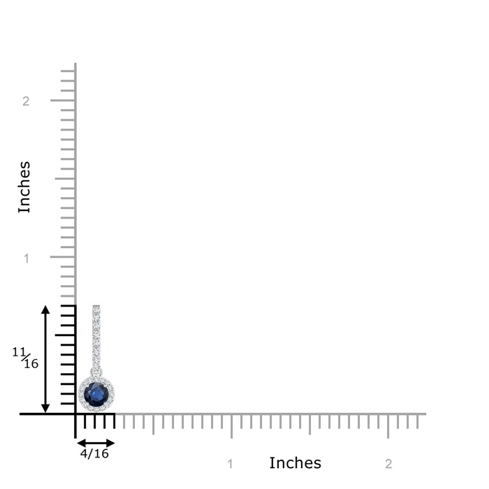 4mm AA Dangling Round Sapphire and Diamond Halo Pendant in P950 Platinum product image