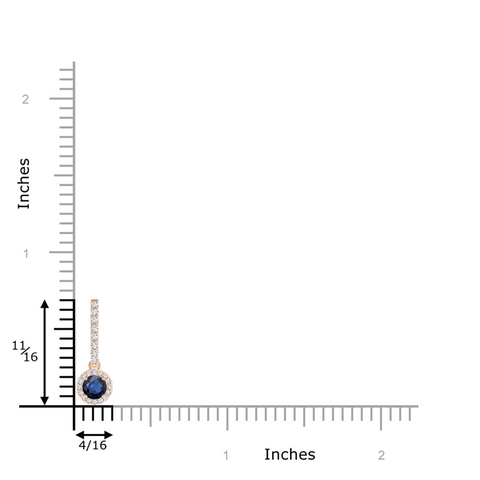 4mm AA Dangling Round Sapphire and Diamond Halo Pendant in Rose Gold product image