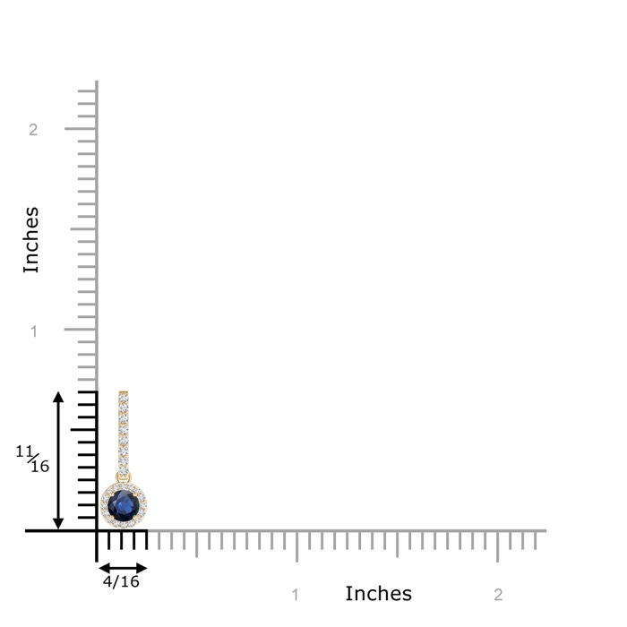 4mm AA Dangling Round Sapphire and Diamond Halo Pendant in Yellow Gold product image