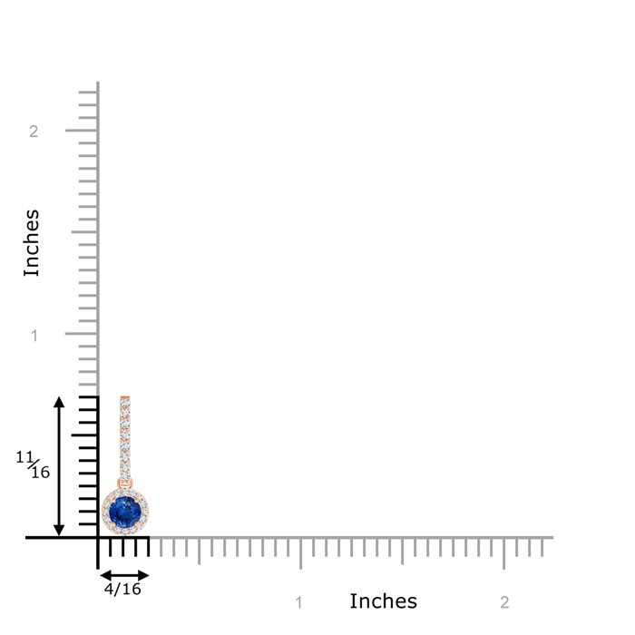 4mm AAA Dangling Round Sapphire and Diamond Halo Pendant in Rose Gold product image