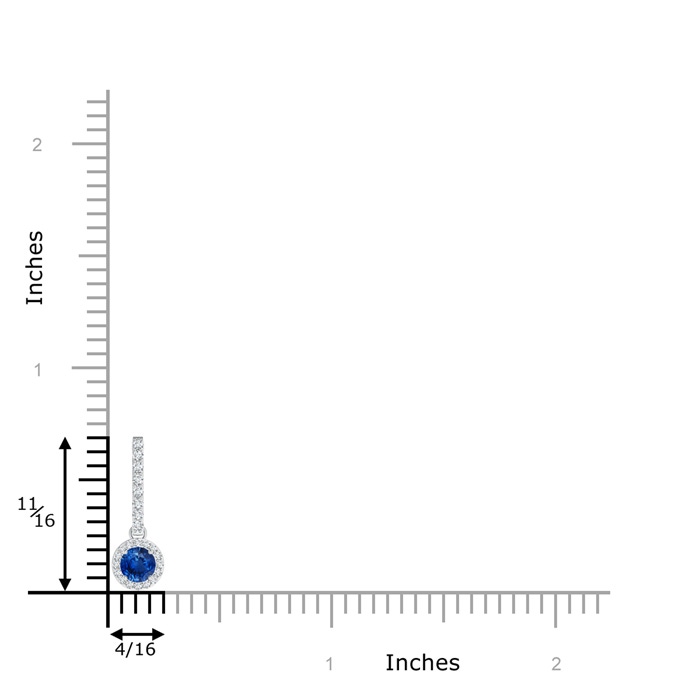 4mm AAA Dangling Round Sapphire and Diamond Halo Pendant in White Gold product image