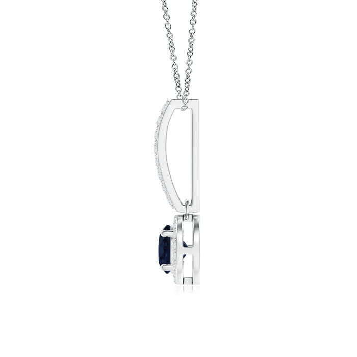 5mm A Dangling Round Sapphire and Diamond Halo Pendant in P950 Platinum product image