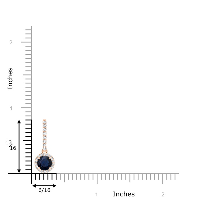 5mm A Dangling Round Sapphire and Diamond Halo Pendant in Rose Gold product image