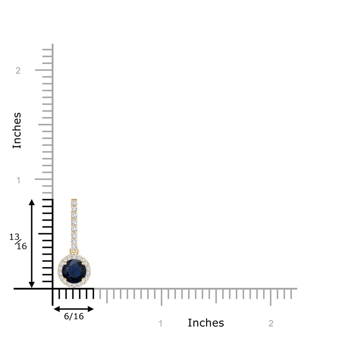 5mm A Dangling Round Sapphire and Diamond Halo Pendant in Yellow Gold product image