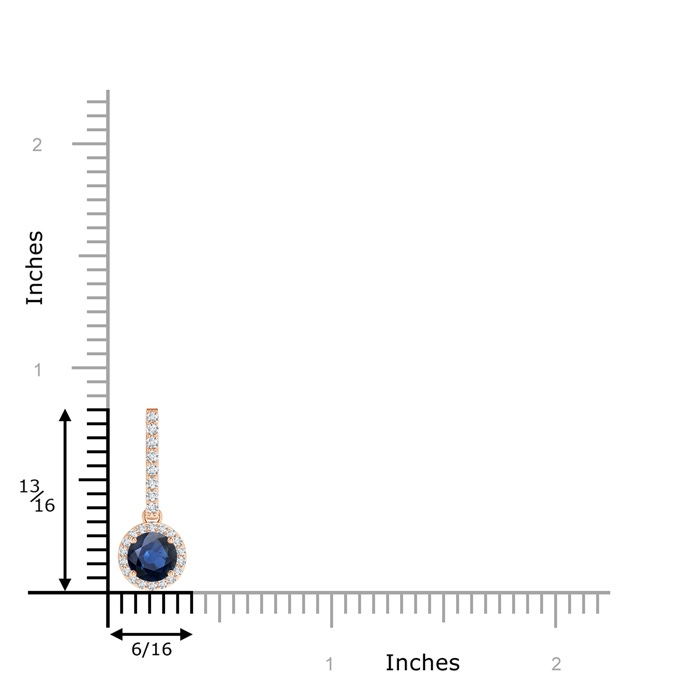 5mm AA Dangling Round Sapphire and Diamond Halo Pendant in Rose Gold product image