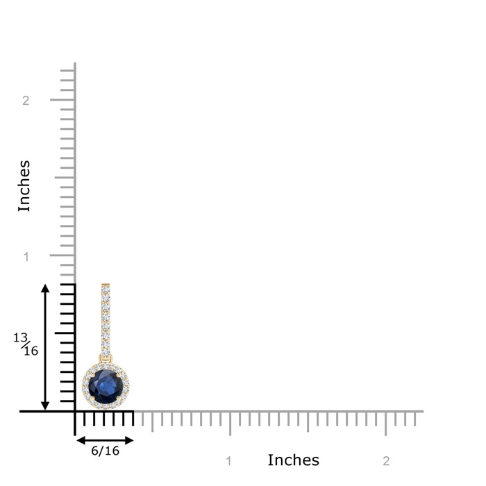 5mm AA Dangling Round Sapphire and Diamond Halo Pendant in Yellow Gold product image