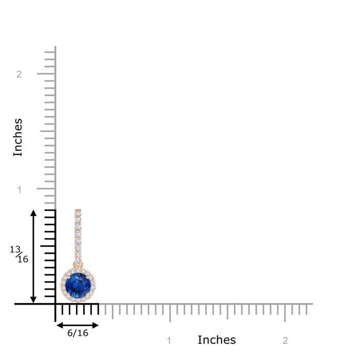 5mm AAA Dangling Round Sapphire and Diamond Halo Pendant in Rose Gold product image