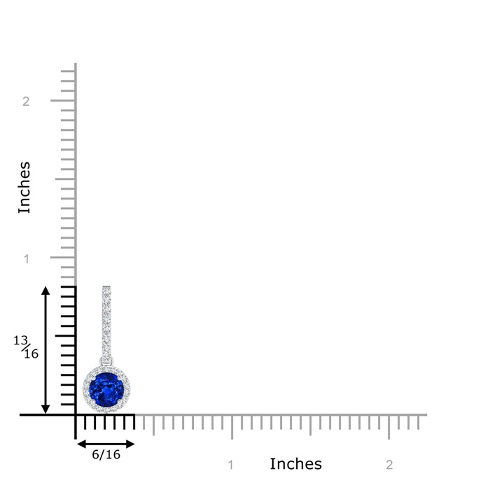 5mm AAAA Dangling Round Sapphire and Diamond Halo Pendant in White Gold product image