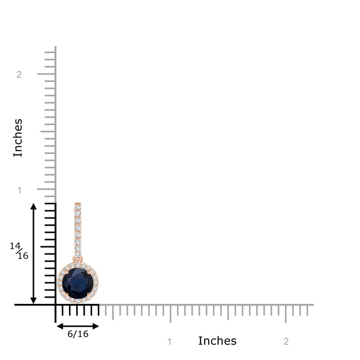 6mm A Dangling Round Sapphire and Diamond Halo Pendant in Rose Gold product image
