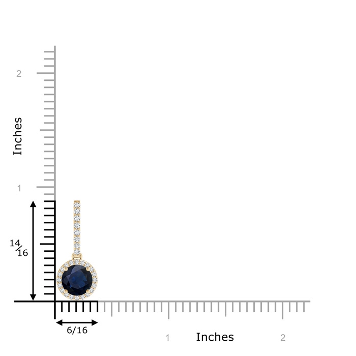 6mm A Dangling Round Sapphire and Diamond Halo Pendant in Yellow Gold product image