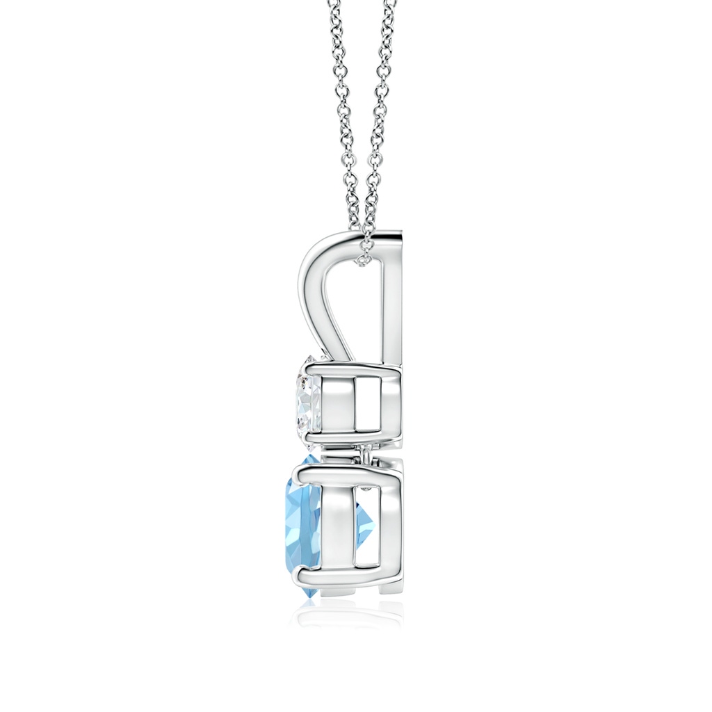 6mm AAAA Round Aquamarine and Diamond Two Stone Pendant in White Gold Side-1