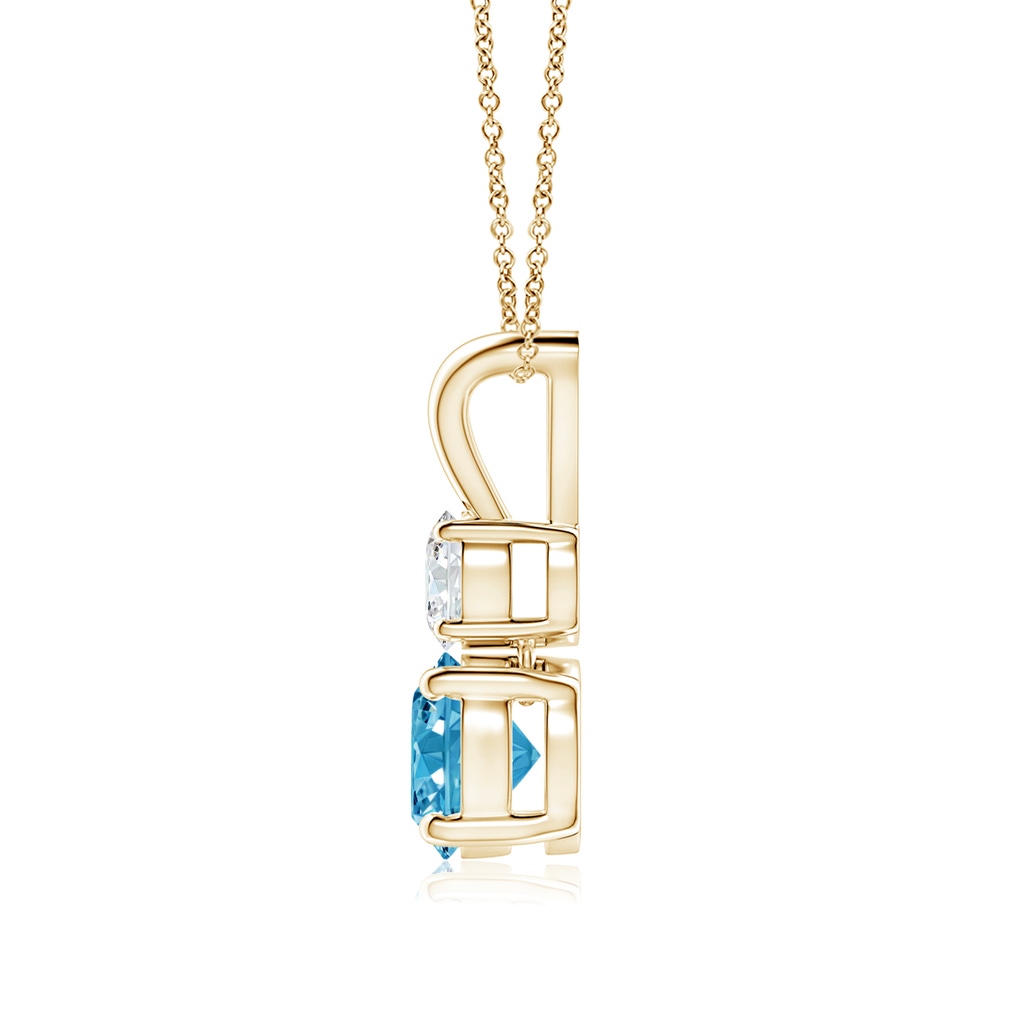 6mm AAAA Round Fancy Intense Blue and White Diamond Two Stone Pendant in Yellow Gold - side 199