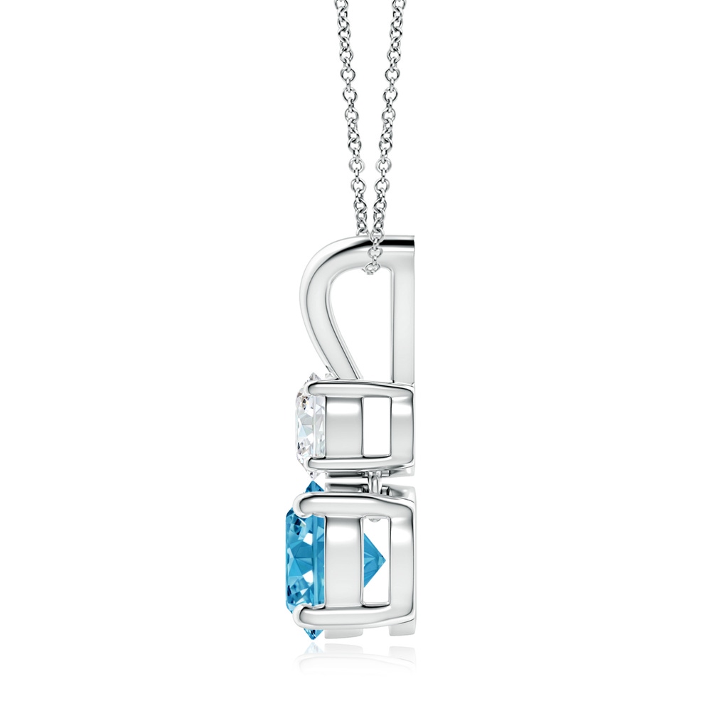 7mm AAAA Round Fancy Intense Blue and White Diamond Two Stone Pendant in White Gold - side 199