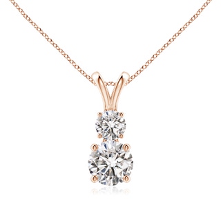 6mm IJI1I2 Round Diamond Two Stone Pendant in Rose Gold