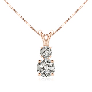 6mm KI3 Round Diamond Two Stone Pendant in Rose Gold