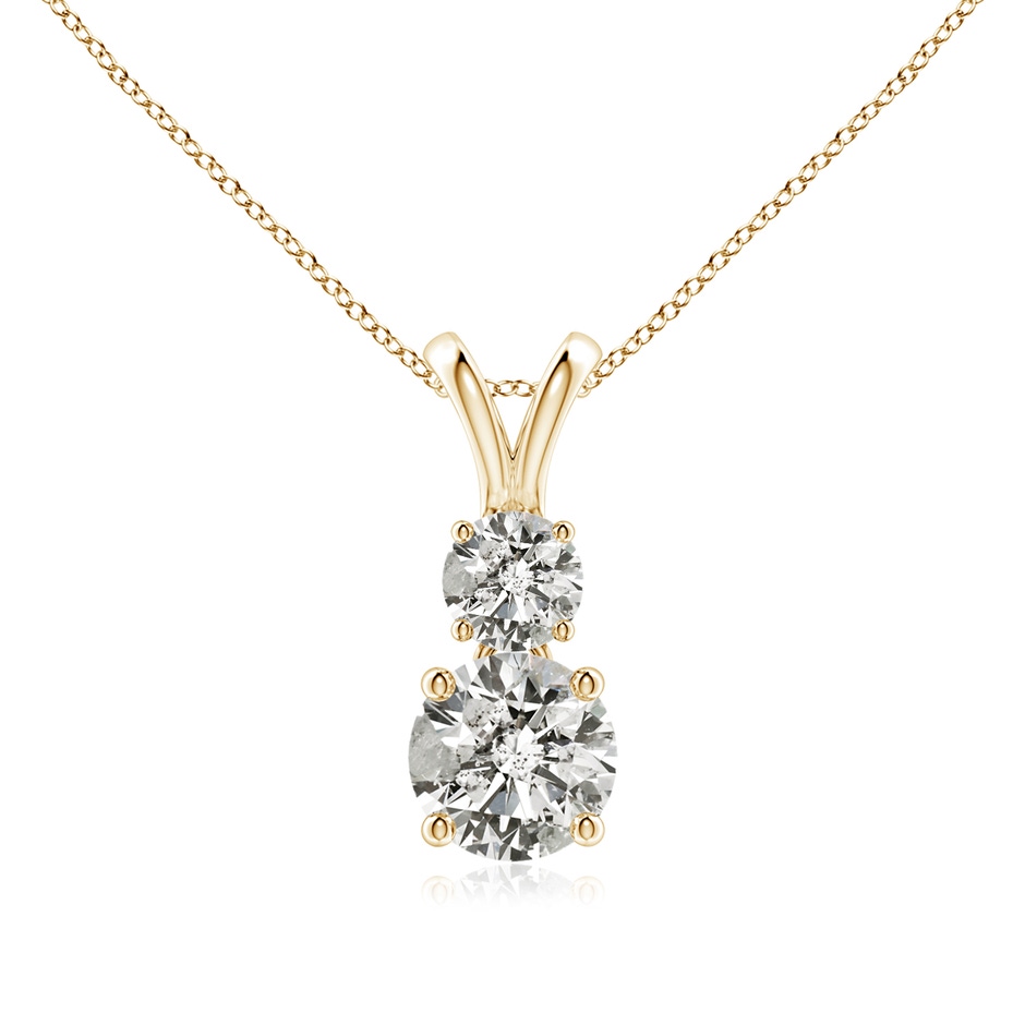 6mm KI3 Round Diamond Two Stone Pendant in Yellow Gold 