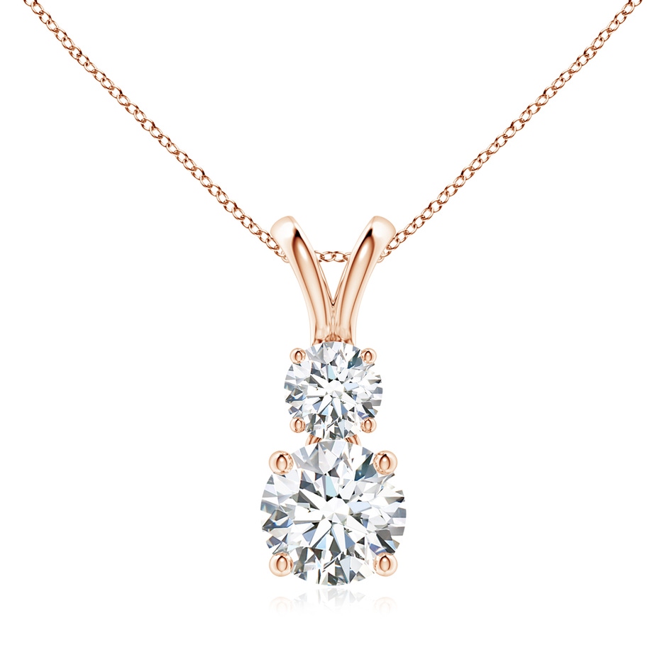 7mm GVS2 Round Diamond Two Stone Pendant in 18K Rose Gold 