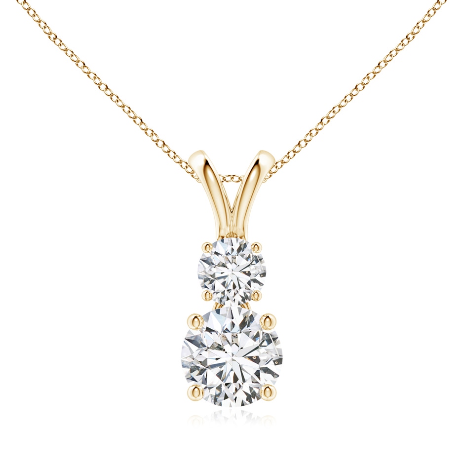 7mm HSI2 Round Diamond Two Stone Pendant in Yellow Gold 