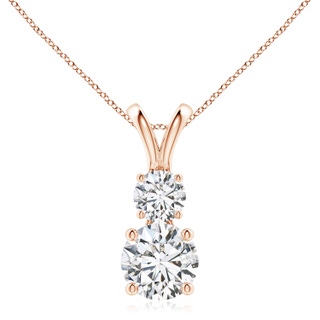 8mm HSI2 Round Diamond Two Stone Pendant in Rose Gold