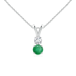 4mm A Round Emerald and Diamond Two Stone Pendant in P950 Platinum