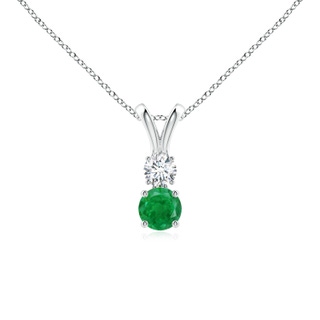 4mm AA Round Emerald and Diamond Two Stone Pendant in P950 Platinum