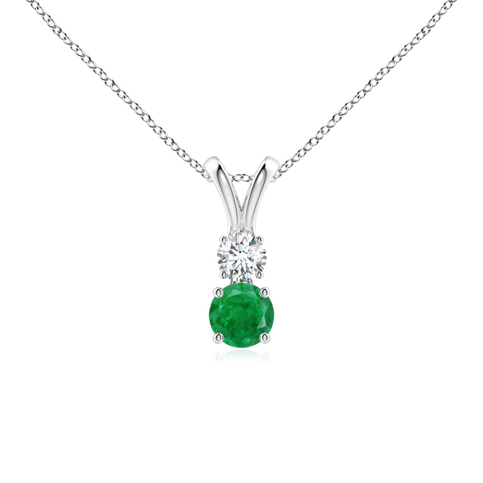 4mm AA Round Emerald and Diamond Two Stone Pendant in P950 Platinum 