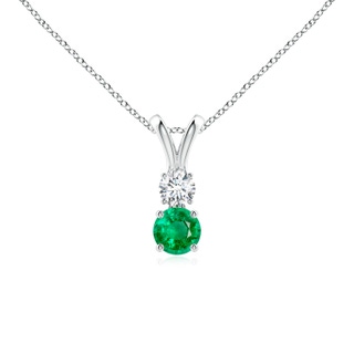 4mm AAA Round Emerald and Diamond Two Stone Pendant in P950 Platinum