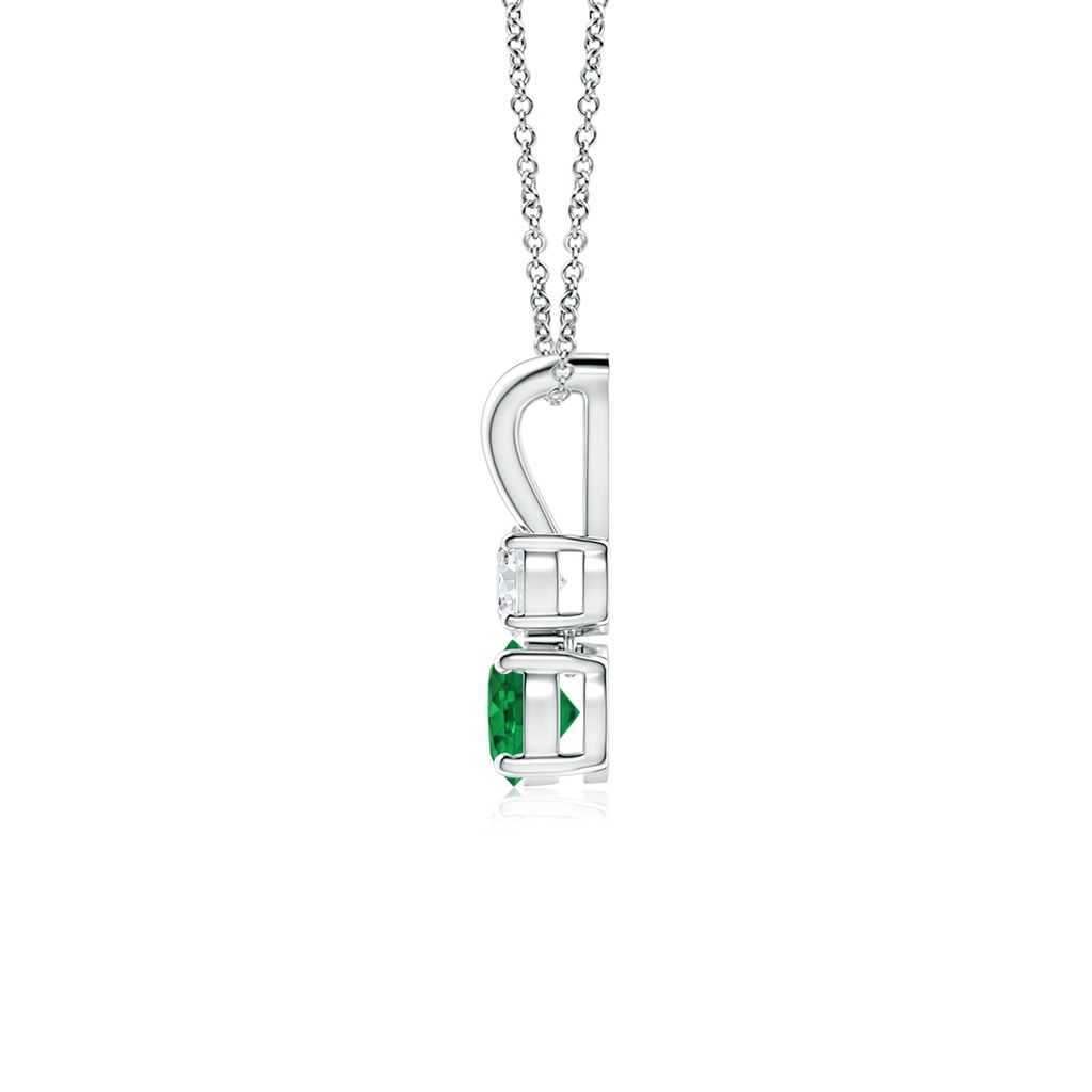 4mm AAA Round Emerald and Diamond Two Stone Pendant in P950 Platinum Side 199