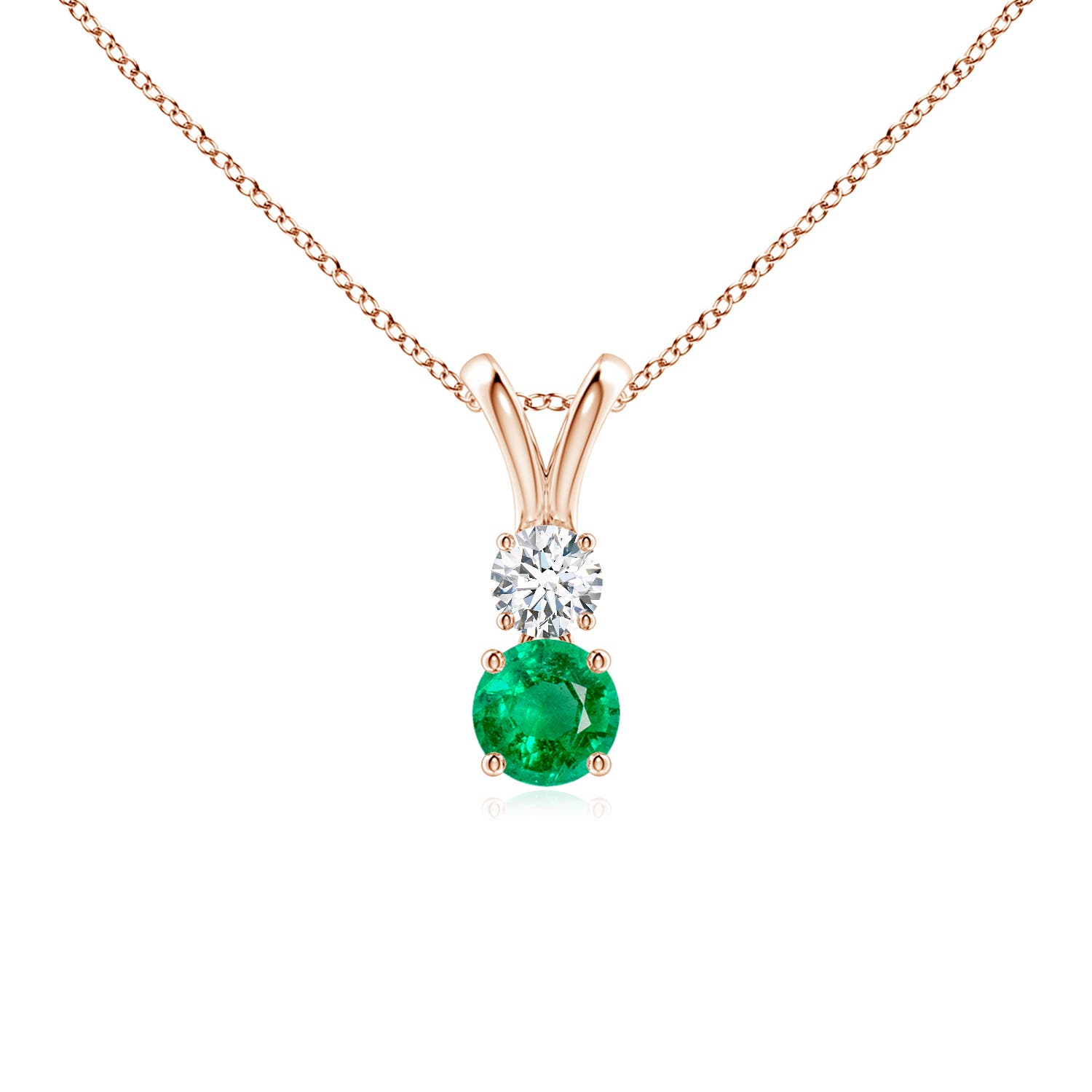 AAA - Emerald / 0.35 CT / 14 KT Rose Gold