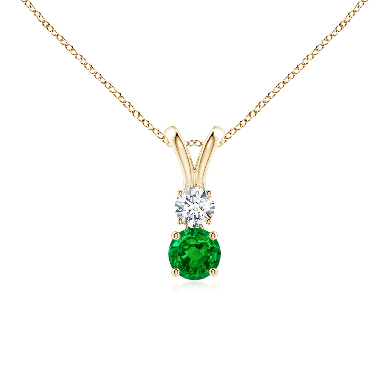 AAAA - Emerald / 0.35 CT / 14 KT Yellow Gold