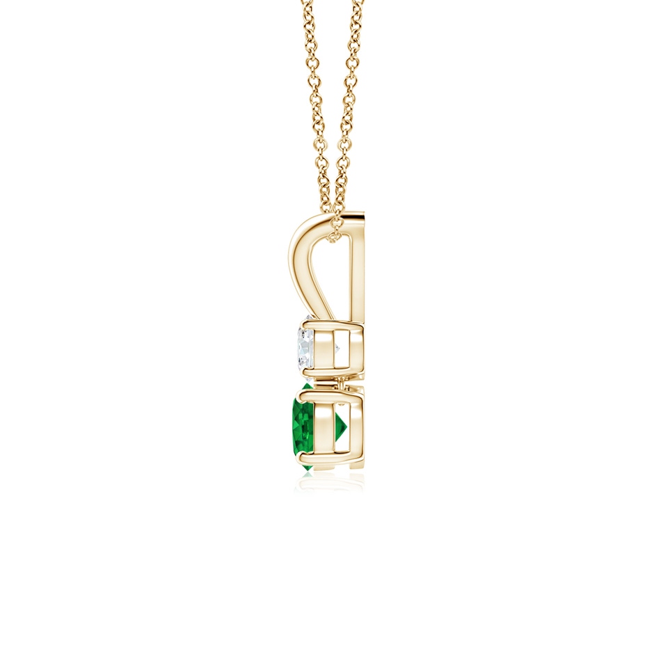 4mm AAAA Round Emerald and Diamond Two Stone Pendant in Yellow Gold side 199