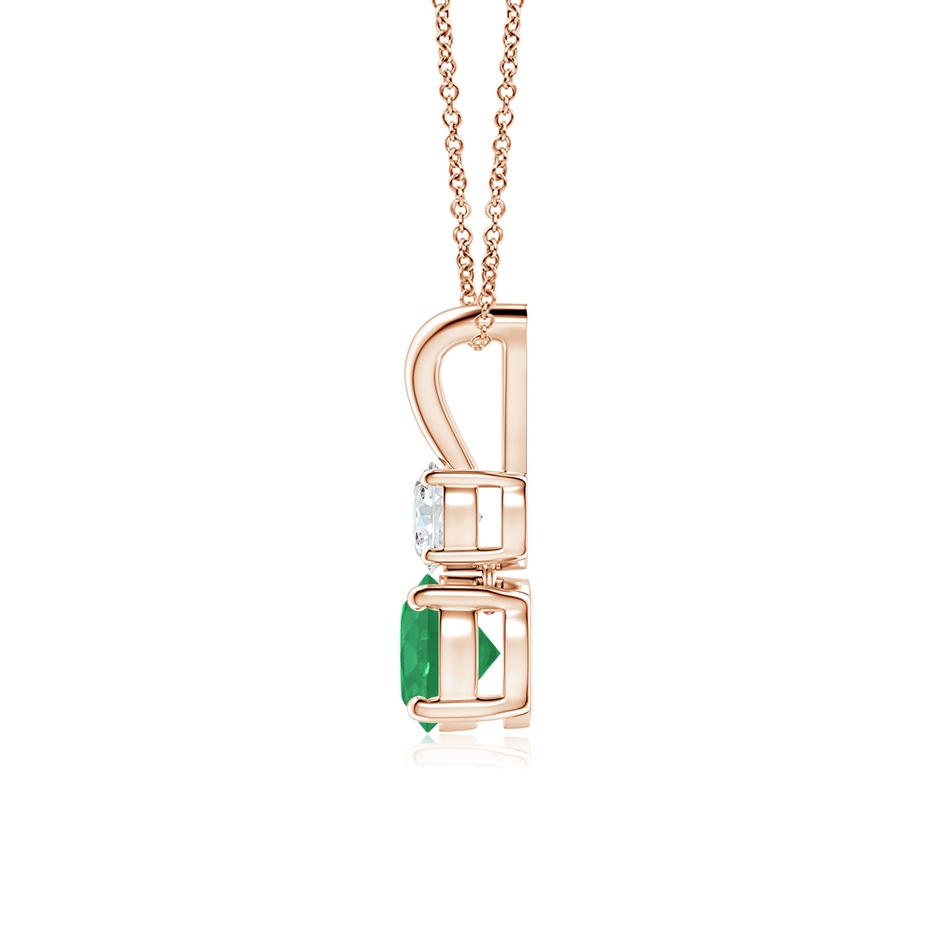 5mm A Round Emerald and Diamond Two Stone Pendant in Rose Gold side 199
