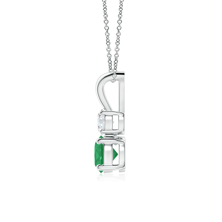 5mm A Round Emerald and Diamond Two Stone Pendant in White Gold side 199