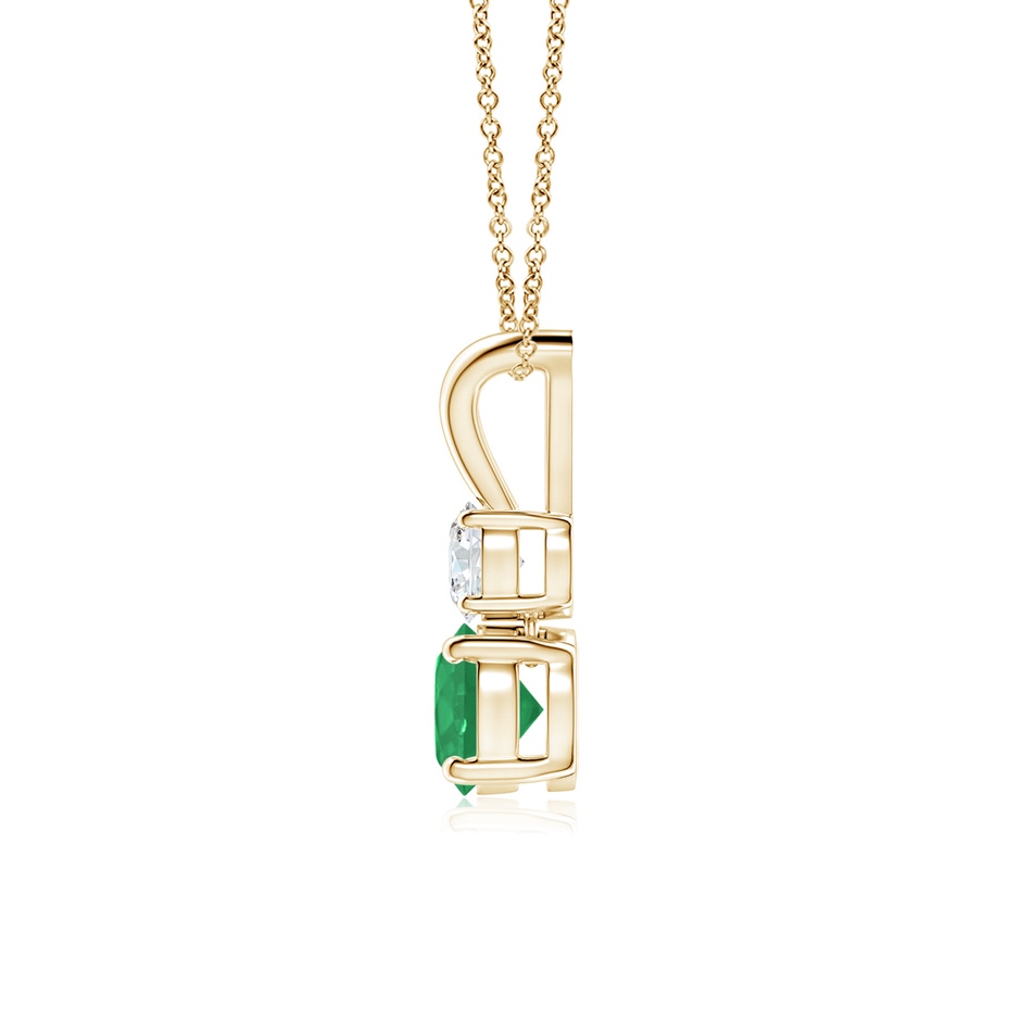 5mm A Round Emerald and Diamond Two Stone Pendant in Yellow Gold side 199