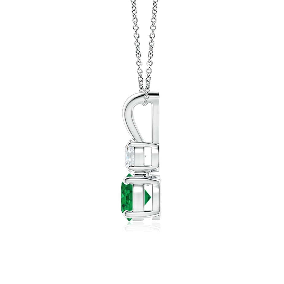 5mm AAA Round Emerald and Diamond Two Stone Pendant in White Gold side 199