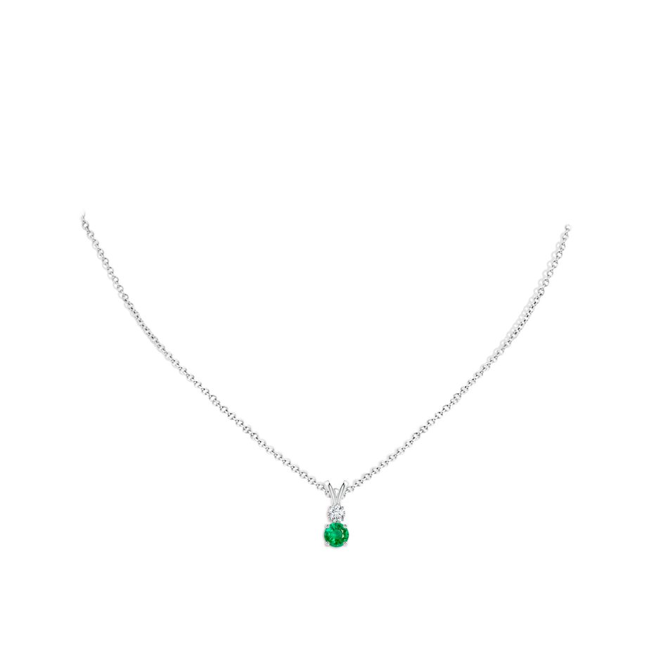 5mm AAA Round Emerald and Diamond Two Stone Pendant in White Gold pen